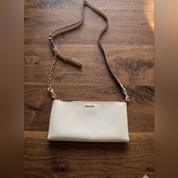 Coach Handbags - Coach Ivory Crossbody Bag with Gold Chain